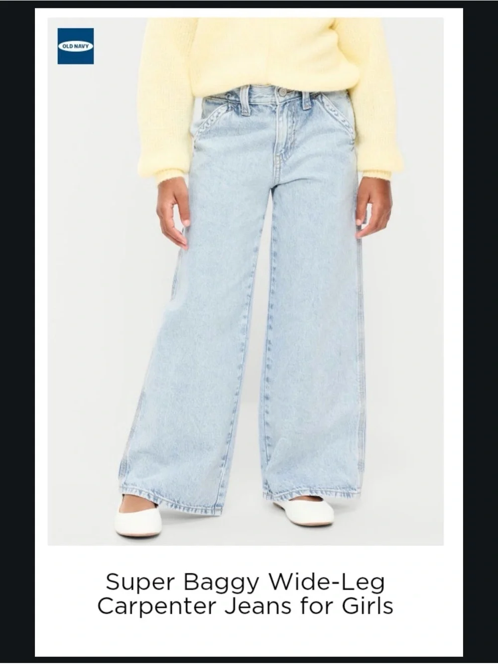 Old Navy Light Wash Blue Super Baggy Wide-Leg Carpenter Jeans